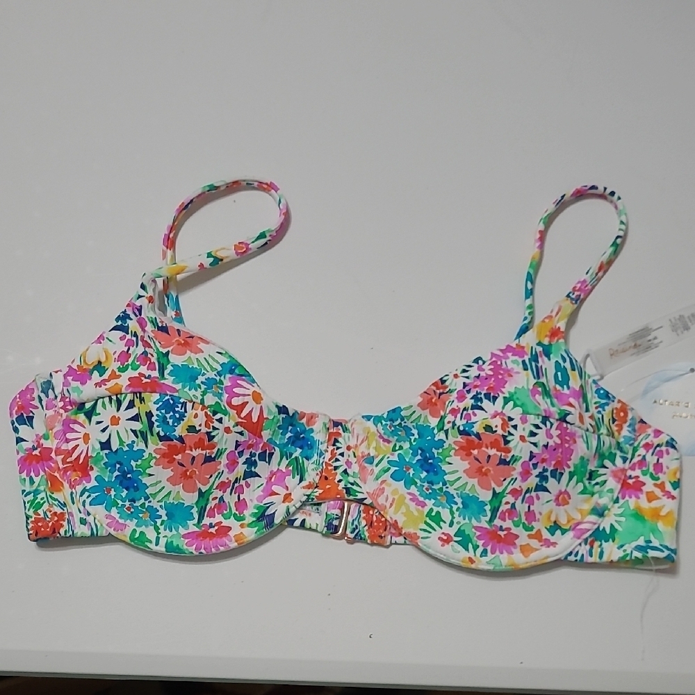 NWT Altar'd State Bright Colorful Floral Bikini Top size Large